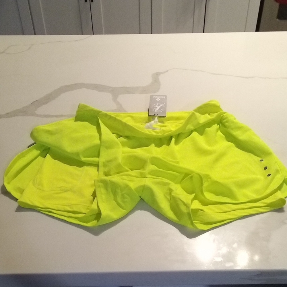 2 in 1 Running Shorts Lightweight Athletic Workout Gym Yoga Lined Green Sz M - Picture 6 of 9